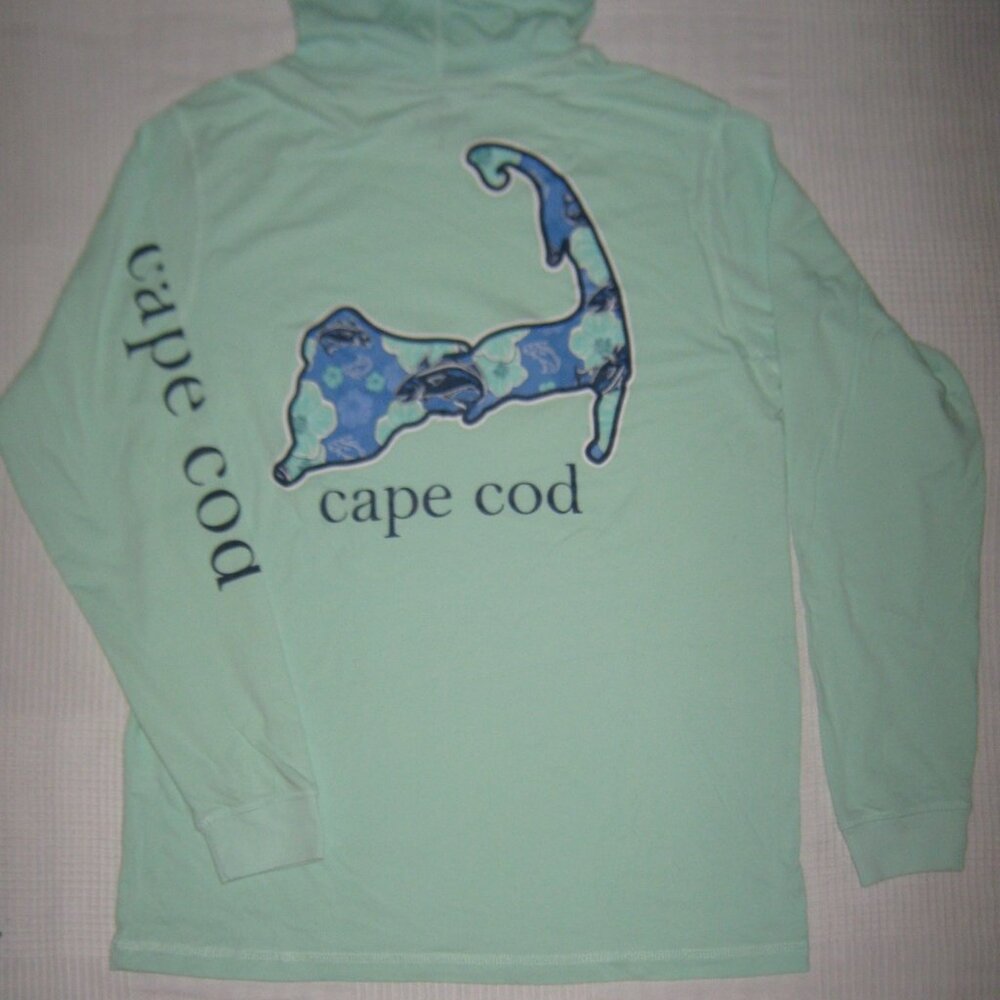 Cape Cod Hoodie T-Shirt Mint Green Exclusive Cuffys Cotton Long Sleeve Medium